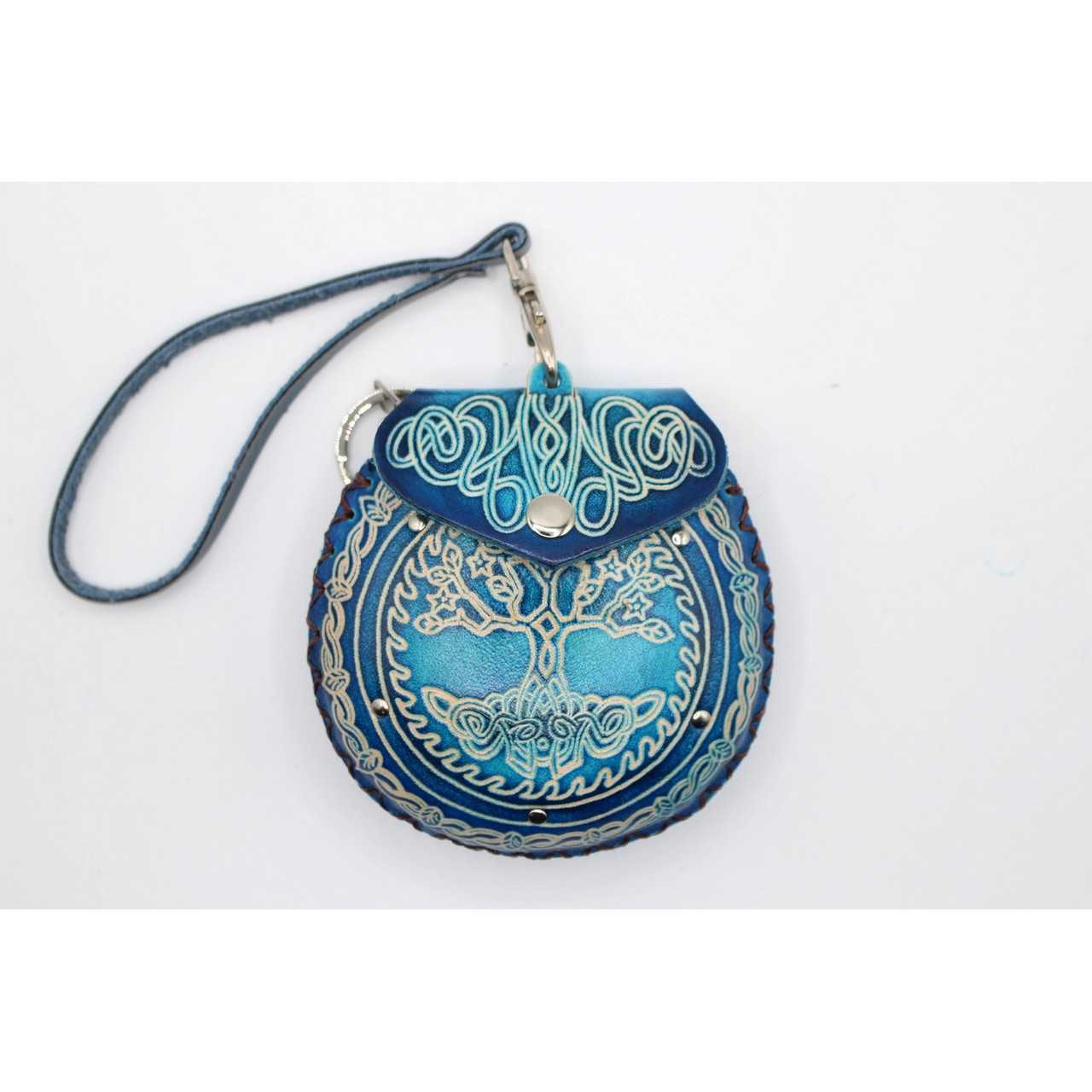 Blue Wristlet Handmade Bag.