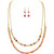 Rain Jewelry Collection Gold Peachy Coral Glass Layer Necklace Set