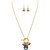 Rain Jewelry Collection Gold Purple and Blue Bicolor Gem Charm Necklace Set