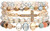 Gold Mixed Natural Stone Bead Cross Bracelet Set