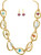 Gold Multicolor Bead Center Oval Links Necklace Set