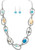  Silver Multicolor Bead Center Oval Links Necklace Set