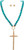 Matte Finish Gold Textured Big Cross Turquoise Bead Necklace Set