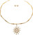  Gold Twisted Chain Collar Style Necklace Set with Large Sun Pendant