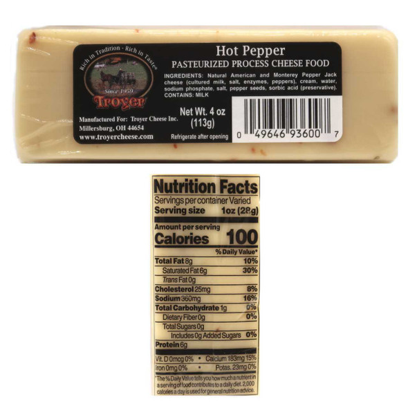 Troyer Cheese Company Shelf Stable Hot Pepper Cheese 4 oz