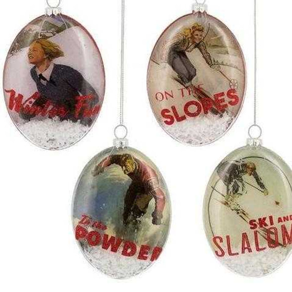 Ganz Vintage Ski Snow Disk Ornament