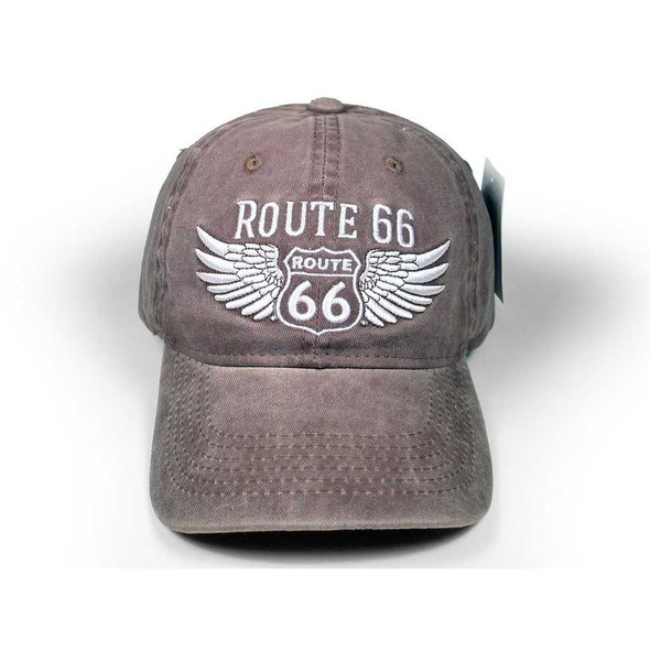 Real Time Products Route 66 Washed Brown Cap with Wings