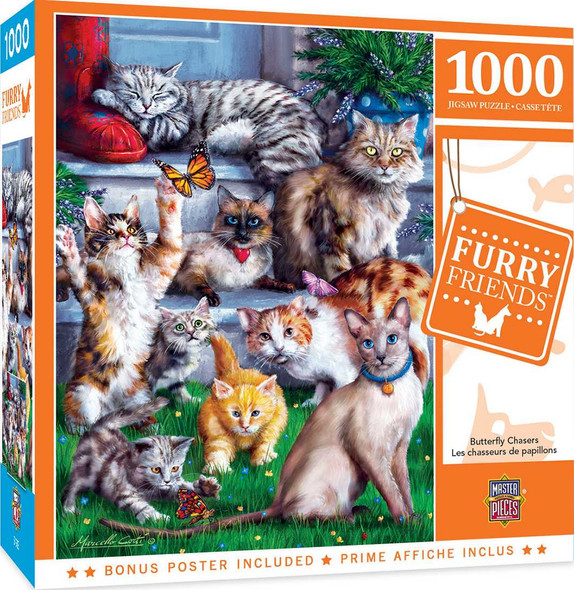 MasterPieces Furry Friends - Butterfly Chasers 1000 Piece Jigsaw Puzzle