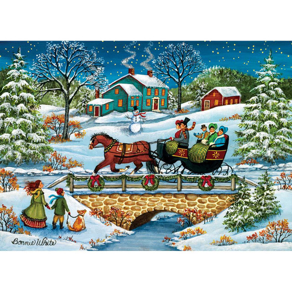 MasterPieces Over the River 1000 Piece Holiday Jigsaw Puzzle by Bonnie White