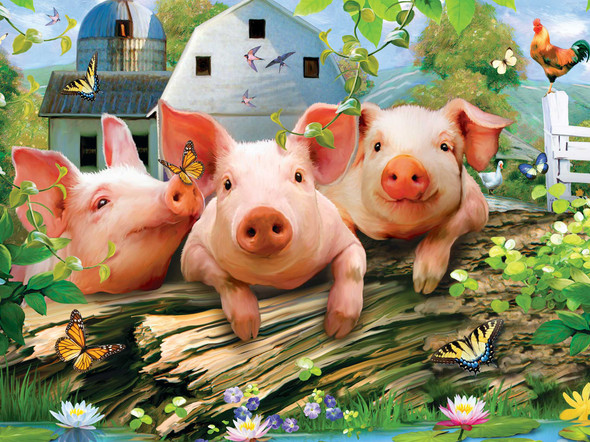 MasterPieces Green Acres Linen - Three Little Pigs Large 300 Piece EZ Grip Jigsaw Puzzle