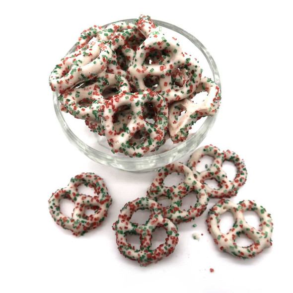 The Nut House White Pretzel Red and Green Sugar 8 oz