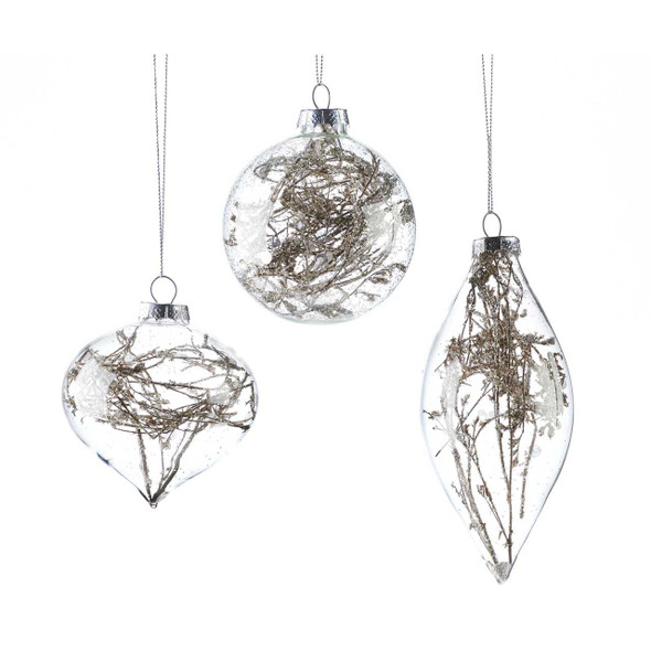 Giftcraft Glass Terrarium Ornament With Frosted Grass