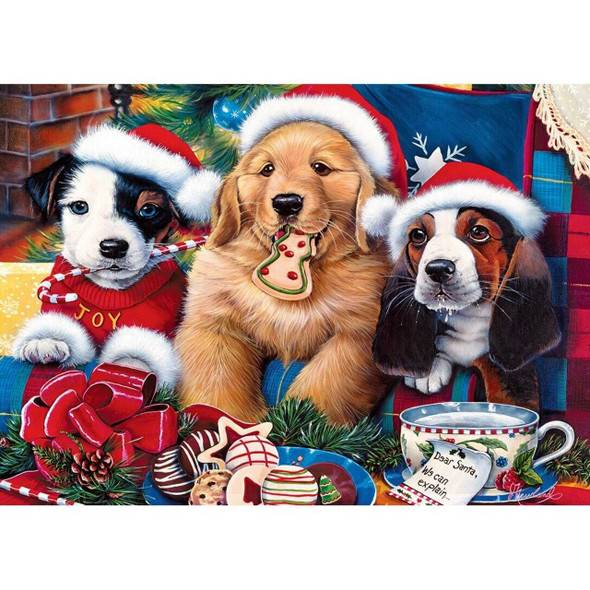 MasterPieces Holiday Glitter Santa Paws - Adorable Puppies 500 Piece Jigsaw Puzzle by Jenny Newland