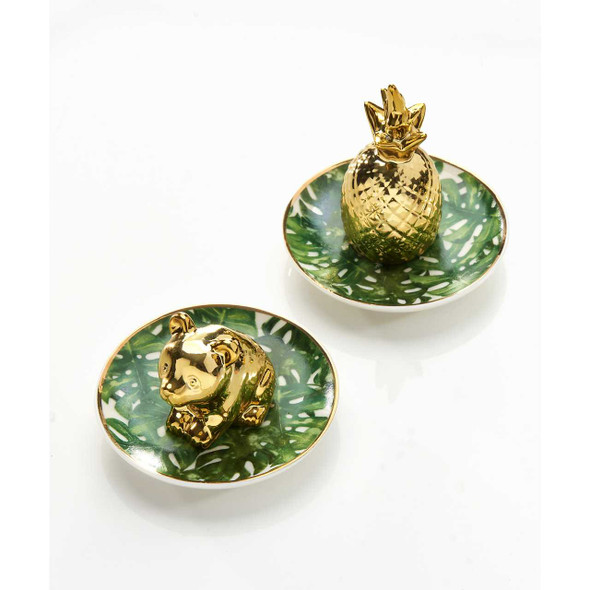 Giftcraft Ceramic Ring Dish With Gold Accent