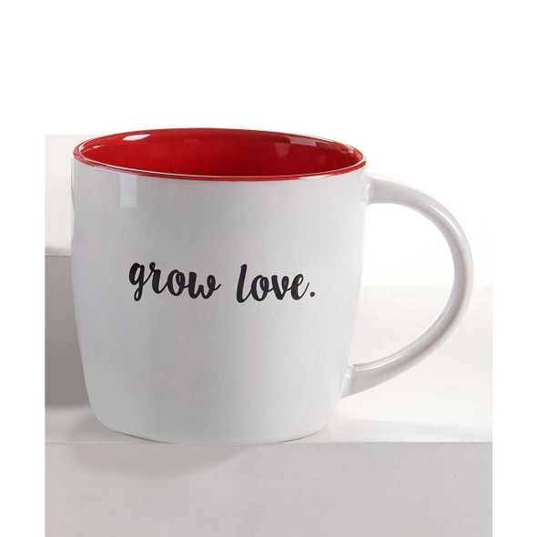 Giftcraft Grow Love Red And White Ceramic Mug