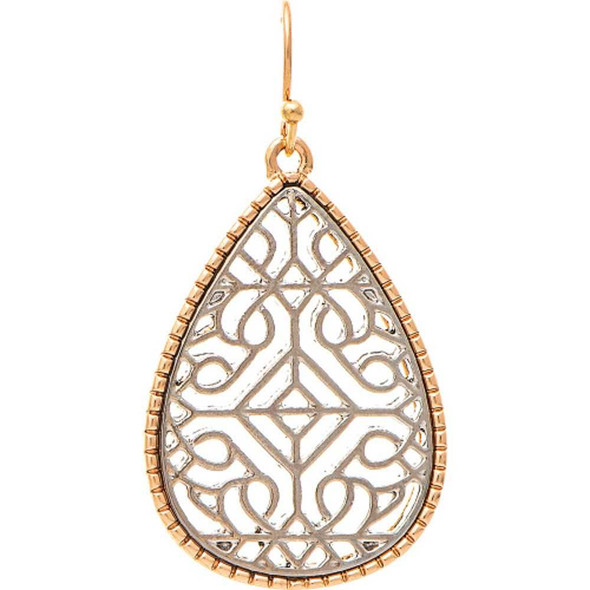 Rain Jewelry Collection Gold Edge Silver Scroll Center Earrings Rain Jewelry Collection Gold Edge Silver Scroll Center Earrings