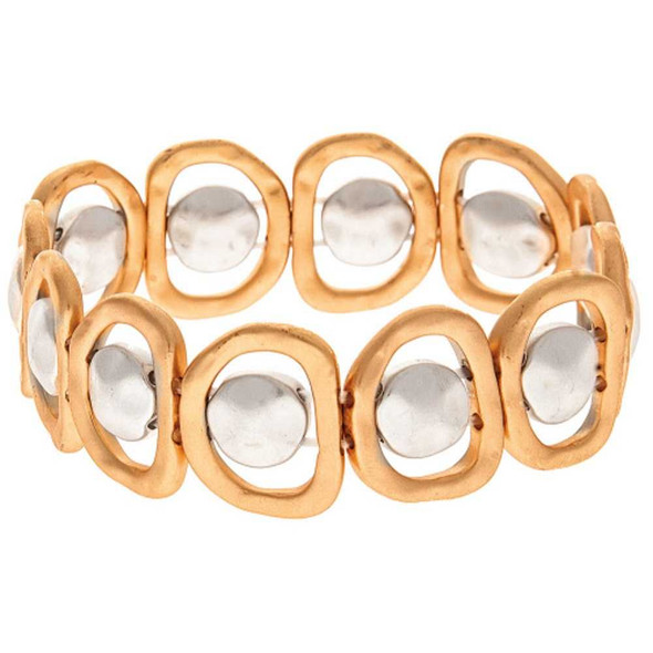 Rain Jewelry Collection Dual Circle Stretch Bracelet Gold and Silver Rain Jewelry Collection Dual Circle Stretch Bracelet Gold and Silver