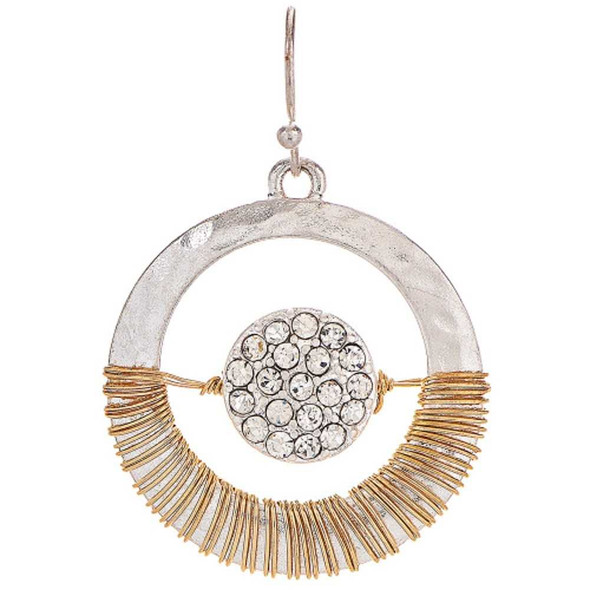Rain Jewelry Collection Two Tone Crystal Orbit Wire Wrap Earrings Rain Jewelry Collection Two Tone Crystal Orbit Wire Wrap Earrings