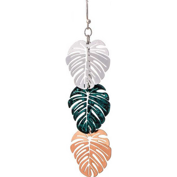 Rain Jewelry Collection Patina Multi Triple Monstera Leaf Earring