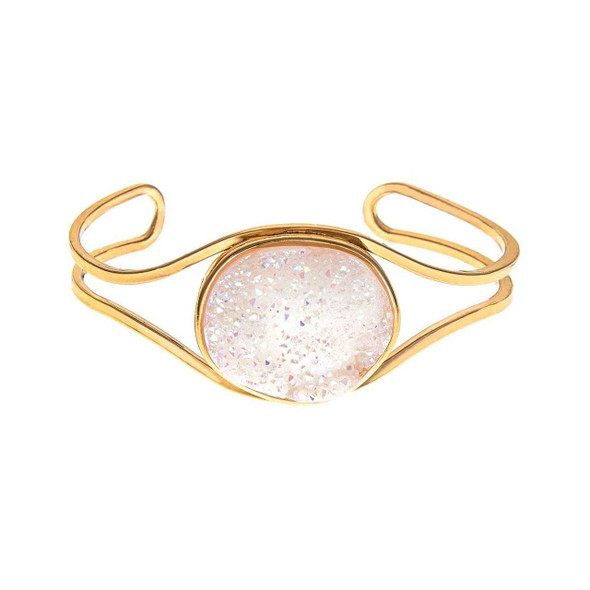Rain Jewelry Collection Gold White Druzy Cuff Bracelet