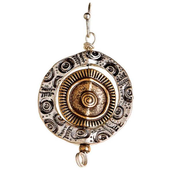 Rain Jewelry Collection Two Tone Spiral Swirls Medallion Earrings Rain Jewelry Collection Two Tone Spiral Swirls Medallion Earrings