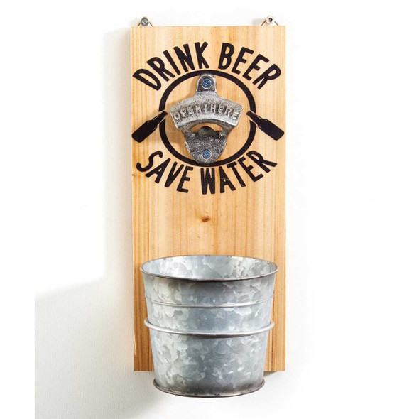 Giftcraft Drink Beer Save Water Wall Bottle Opener with Cap Bucket