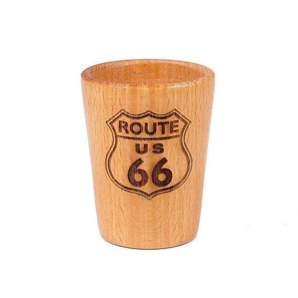 Real Time Products Route 66 Wood Shot Glass With Laser Design