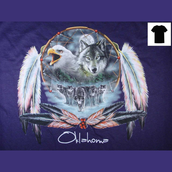 Real Time Products Oklahoma Printed Wolf Dreamcatcher T Shirt