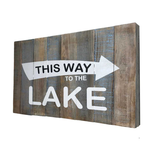 Wilco Home This Way to the Lake Wood Plank Raised Wall Art Panel