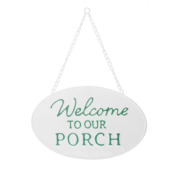 Ganz Welcome To Our Porch Embossed Enamel Wall Sign