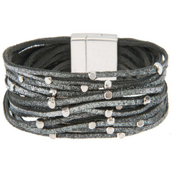 Rain Jewelry Collection Gray Sparkle Fabric Magnetic Bracelet