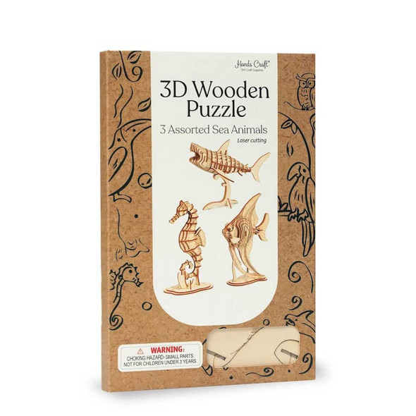Hands Craft Sea Animals DIY 3D Wooden Puzzle Bundle Pack