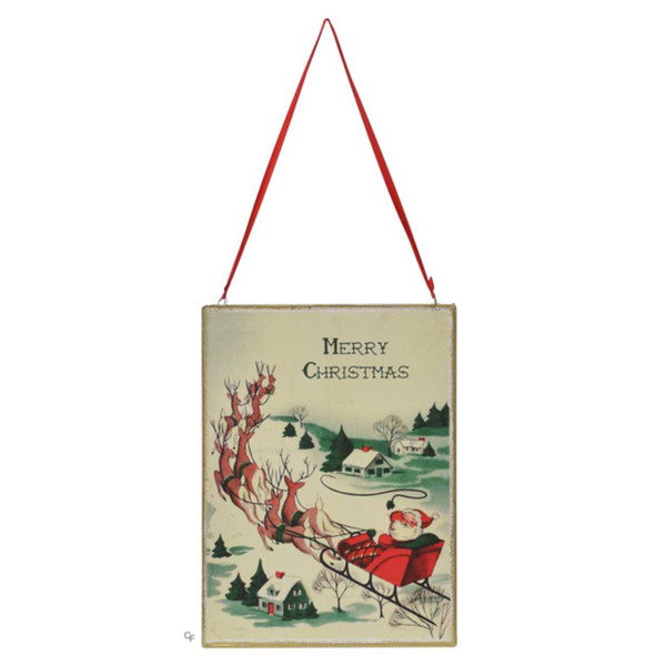 Ganz Santa in Sleigh Merry Christmas Wall Decor