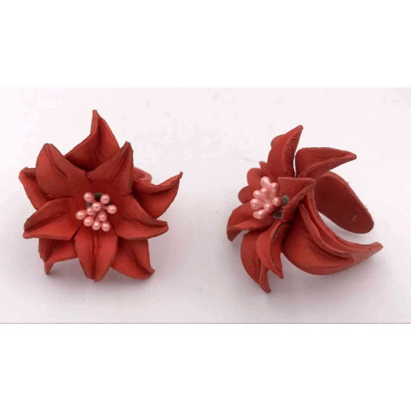 Ethnikdeco Vintage Orange Fleur De Lys Leather Ring