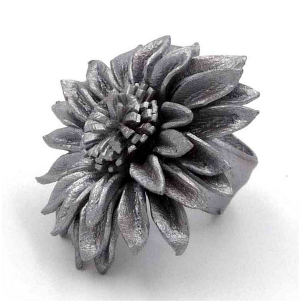 Ethnikdeco Vintage Silver Flower Daisy Leather Ring