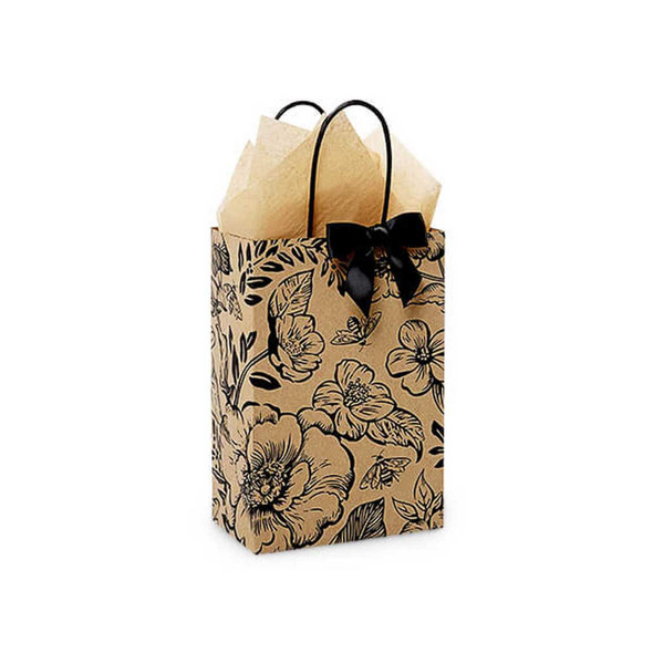 Nashville Wraps Timeless Floral Paper Shopping Bag - Rose 5.25x3.5x8.25