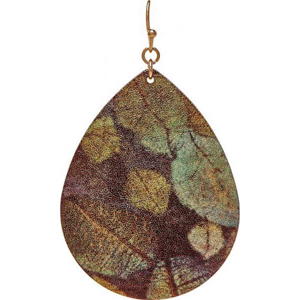 Rain Jewelry Collection Gold Muted Flower Print Teardrop Earring