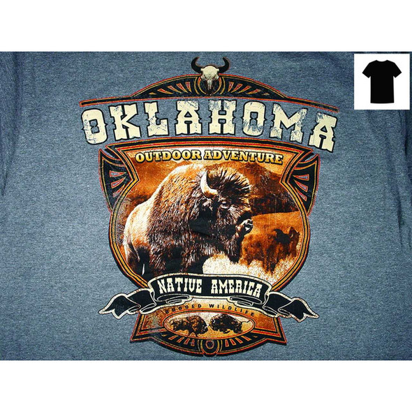 Real Time Products Oklahoma Adventure Slate Bison T Shirt