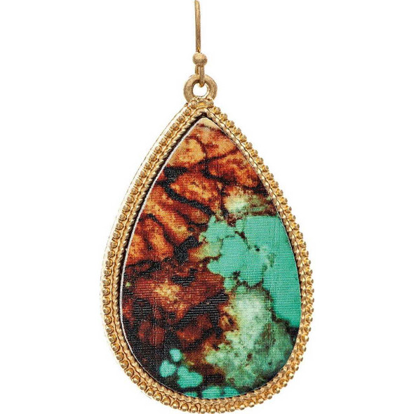Rain Jewelry Collection Gold Brown Mosaic Teardrop Earring Rain Jewelry Collection Gold Brown Mosaic Teardrop Earring