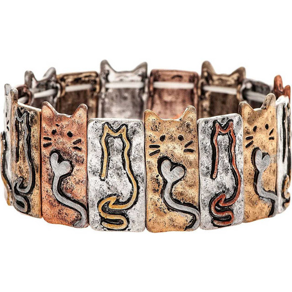 Rain Jewelry Collection Multimetal Heart Tail Kitty Outline Bracelet Rain Jewelry Collection Multimetal Heart Tail Kitty Outline Bracelet