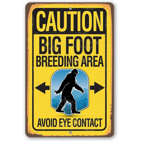 Ten Thousand Villages Big Foot Breeding Area Metal Sign