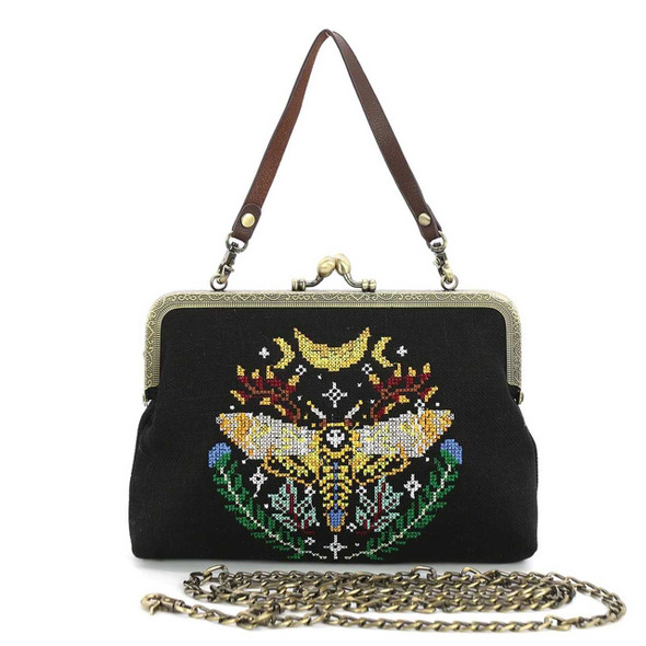 Comeco Skull Head Moth Vintage Kisslock Bag