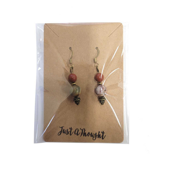 Just A Thought Jewelry Red and Brown Bead Earring
