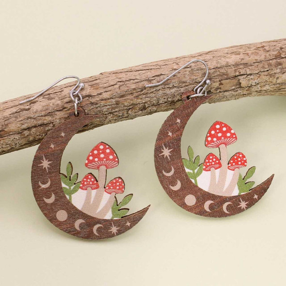ZAD Natural Mystic Wood Mushroom Earrings