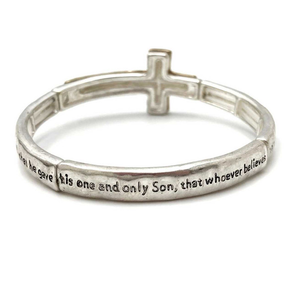Lunar Deer Engraved Cross John 3:16 Stretch Bracelet