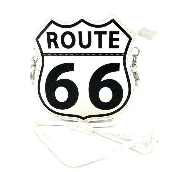  White Route 66 Emblem Crossbody Bag
