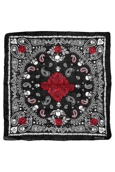  Gothic Skull Paisley Floral Print Bandana