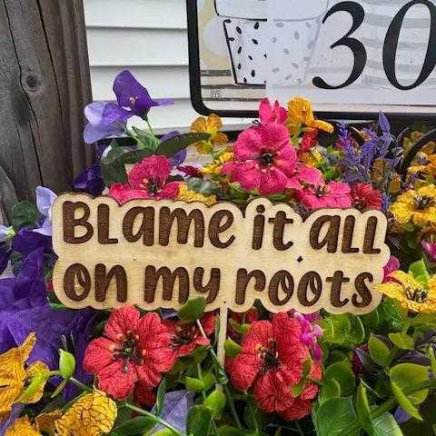 Blame It All On My Roots Plant Stake