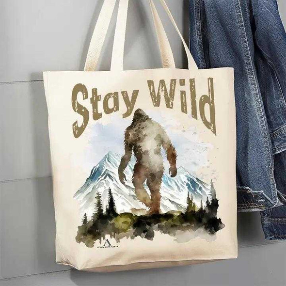  Stay Wild Sasquatch Canvas Tote Bag