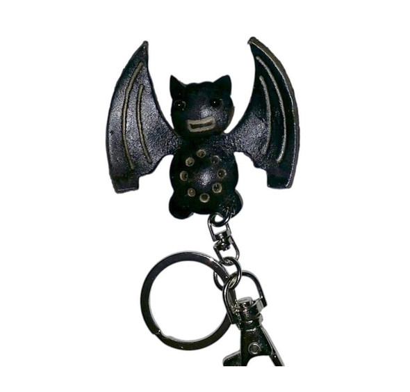 Handmade Leather Bat Keychain